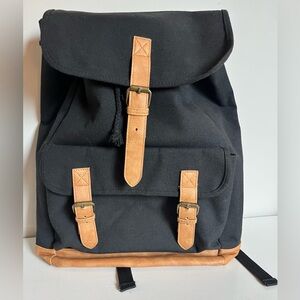DSW Black and Tan Canvas Backpack adjustable